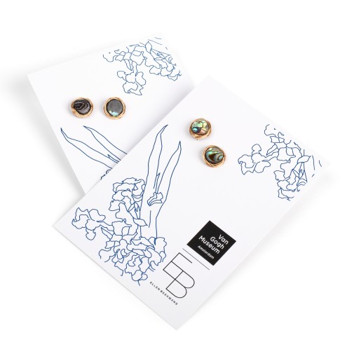 Van Gogh Ear studs mother of pearl, by Ellen Beekmans