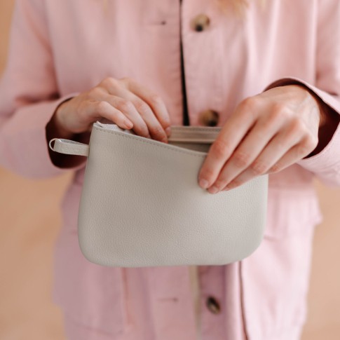 Pouch cement leather Almond Blossom - Keecie