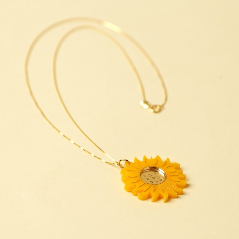 Van Gogh Gold-Plated Necklace with Yellow Sunflowers