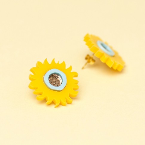 Van Gogh Yellow Sunflowers Stud Earrings