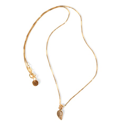 Van Gogh Gold plated necklace with leaf, by Ellen Beekmans