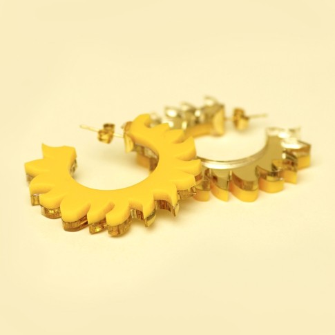 Van Gogh Yellow Sunflowers Hoop Earrings