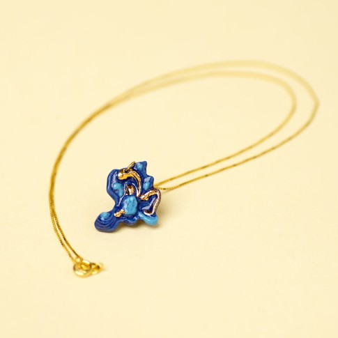 Porcelain Gold Leaf Necklace, Van Gogh Irisses