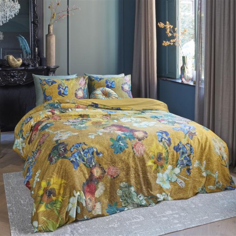 Duvet cover Vincent's flowers all over gold-tone, Beddinghouse x Van Gogh Museum