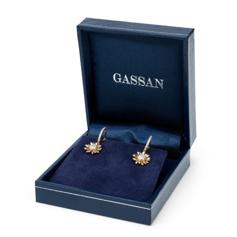 Van Gogh Gassan Golden hoop earrings with diamond Sunflowers