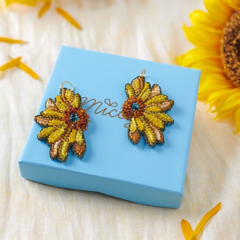 Van Gogh PatchArt earrings Sunflowers, by Miccy’s