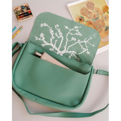 Bolso bandolera de piel verde Almendro en flor – Keecie