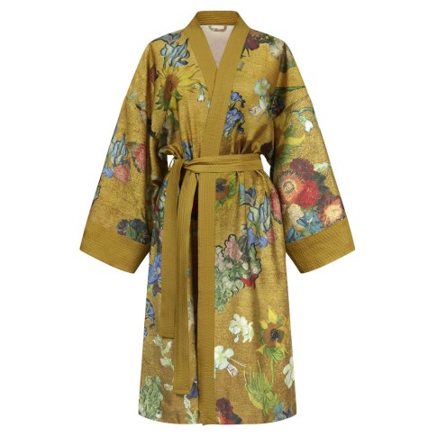Kimono Flores de Vincent de color dorado, Beddinghouse x Van Gogh Museum