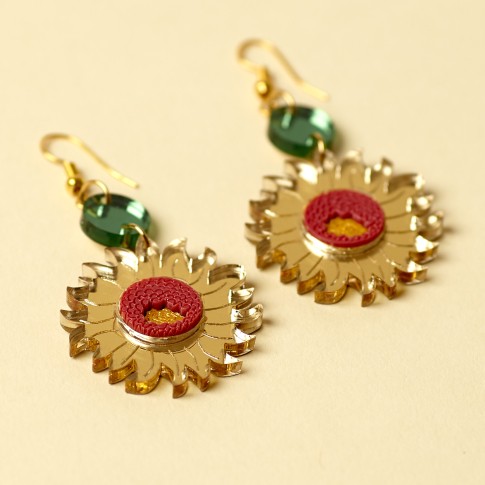 Pendientes Girasoles rojo/verde Van Gogh