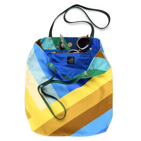 Bolso bandolera Van Gogh Lirios de algodón orgánico y piel